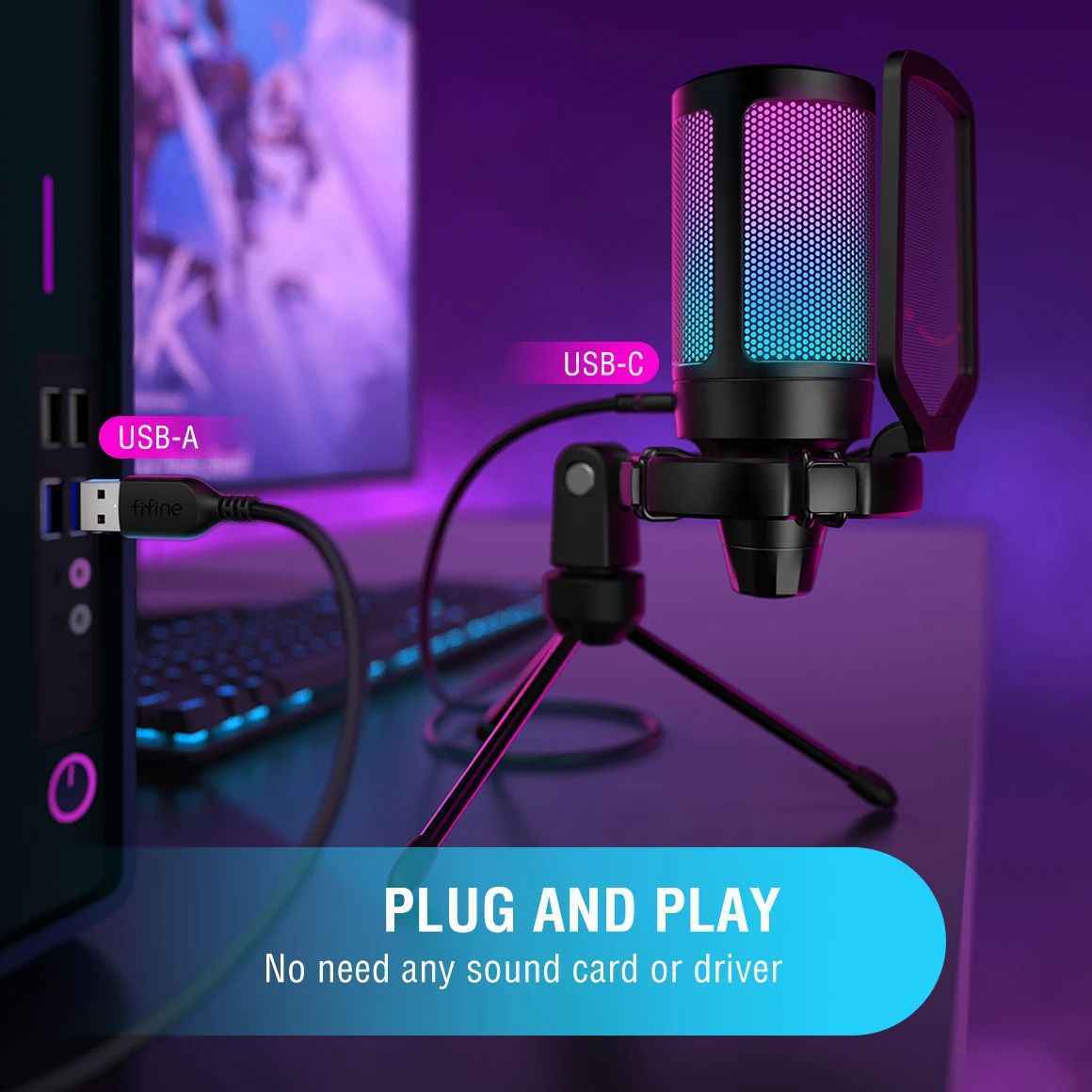 FIFINE AmpliGame Microphone – Wireless Condenser Cardioid