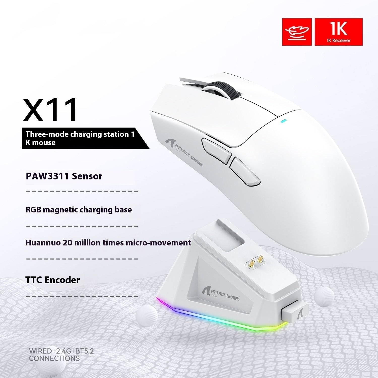 Attack Shark X11 Tri-Mode Lightweight Gaming Mouse