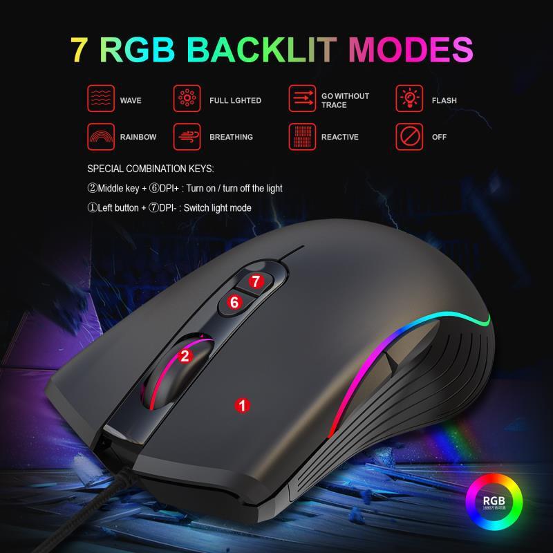 RGB Glowing Wired Gaming Mouse