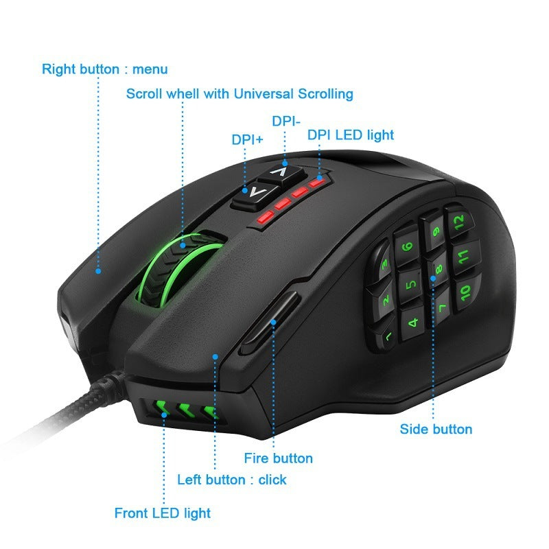 High-Precision 18-Button RGB Gaming Mouse
