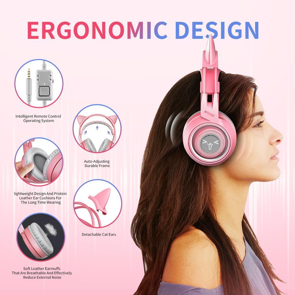 SOMIC G951s Pink Cat Ear Gaming Headset
