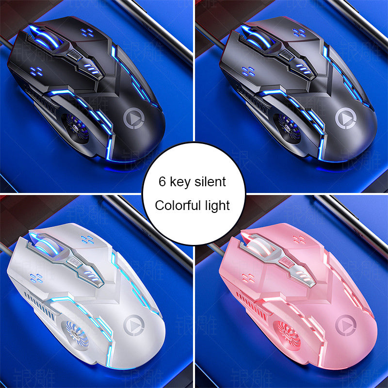 Silent 6-Key RGB Wired Gaming Mouse – 3200 DPI