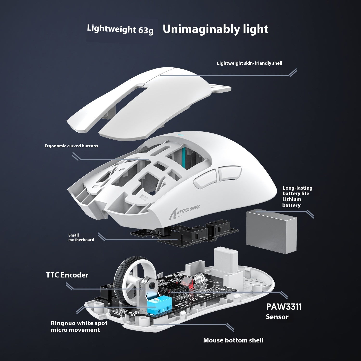 Attack Shark X11 Tri-Mode Lightweight Gaming Mouse
