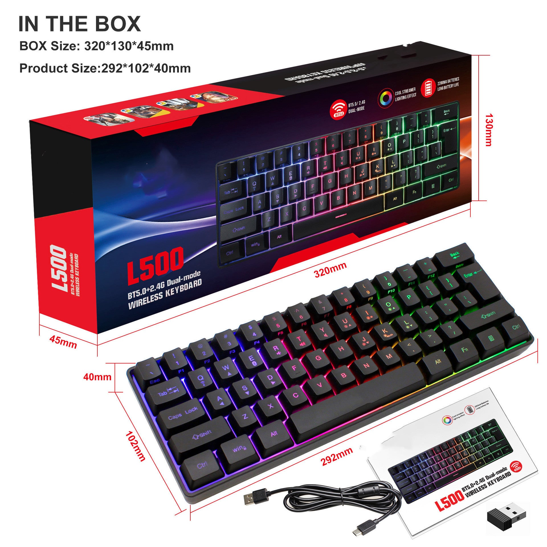 L500 Series RGB Dual-Mode Gaming Keyboard