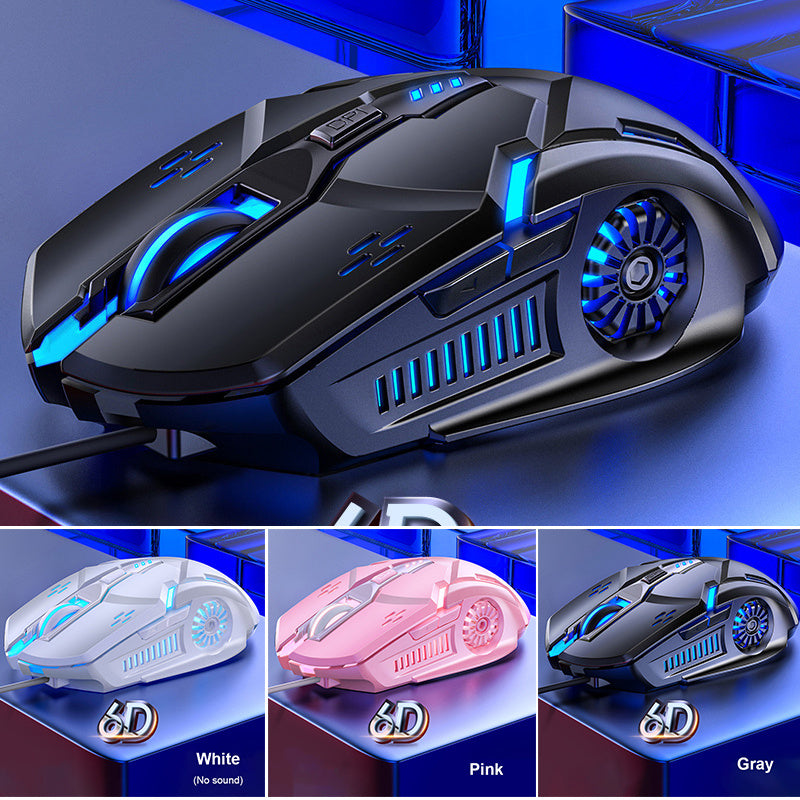 Silent 6-Key RGB Wired Gaming Mouse – 3200 DPI