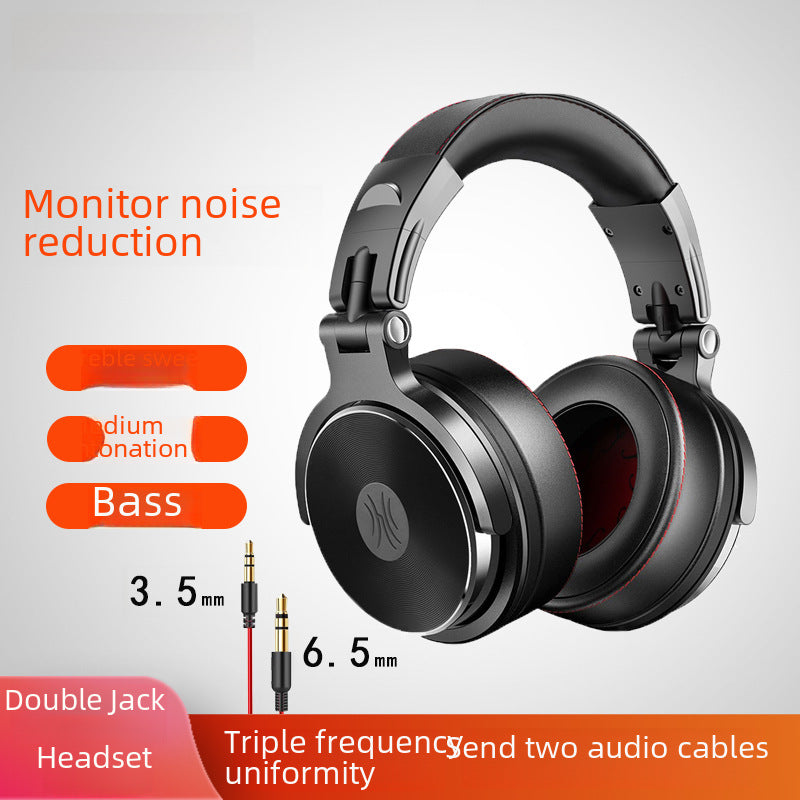 Professional Studio Headphones - 50mm Wired Over-Ear Headphones with Microphone
