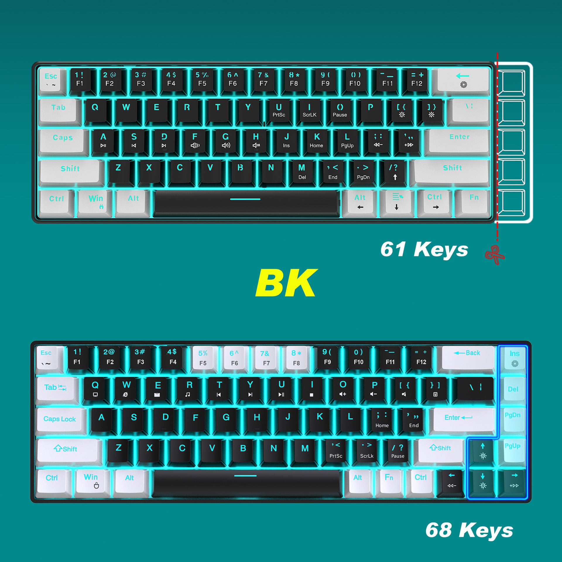 Hot-Swappable Blue Switch RGB Backlit Wired Keyboard with Ice Blue Lighting