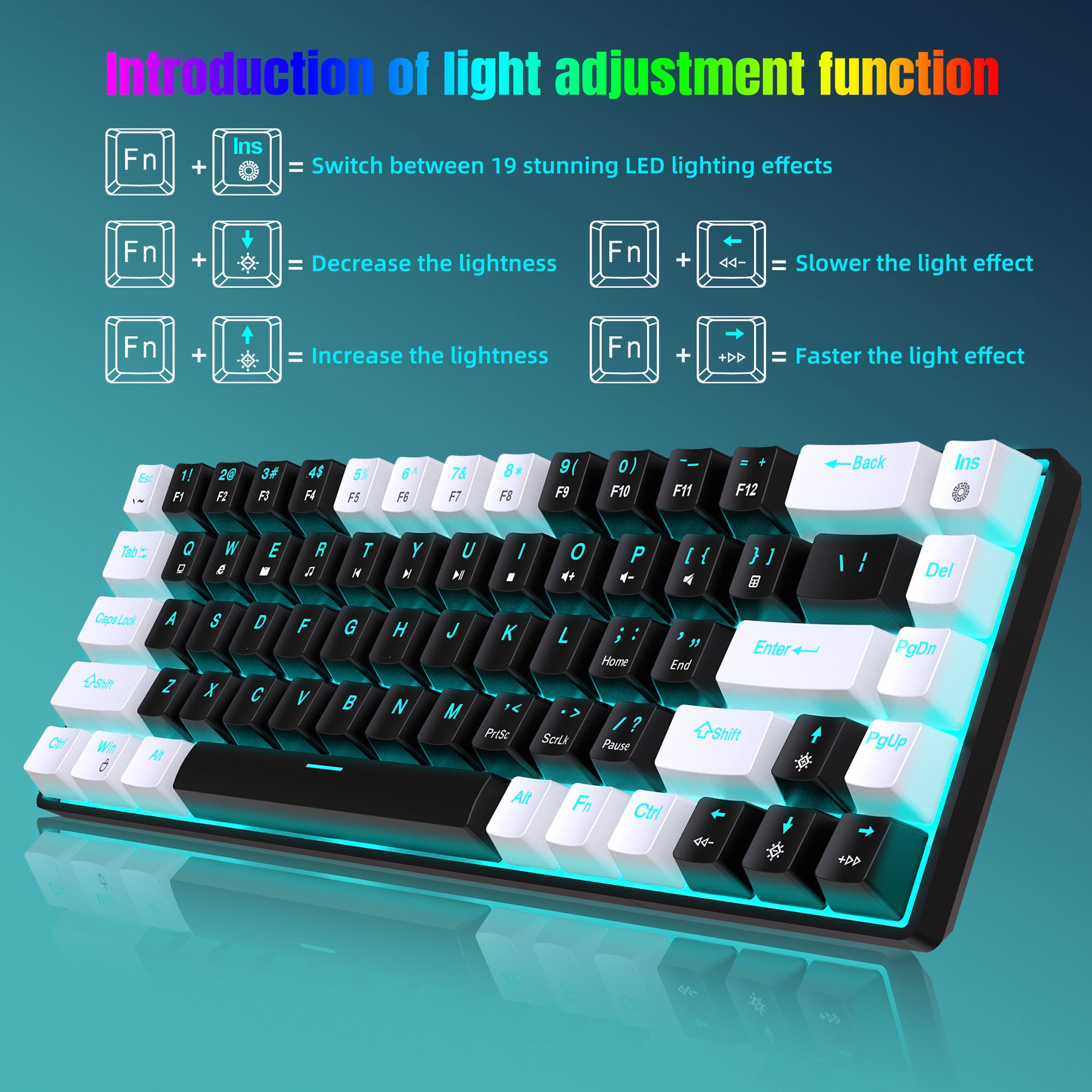 Hot-Swappable Blue Switch RGB Backlit Wired Keyboard with Ice Blue Lighting