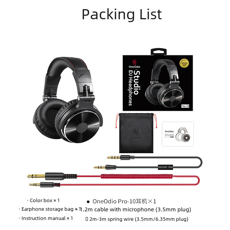 Professional Studio Headphones - 50mm Wired Over-Ear Headphones with Microphone