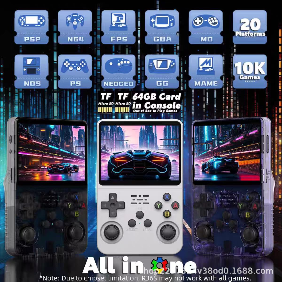 R36S HD PS1 Large Screen Portable Retro Game Console