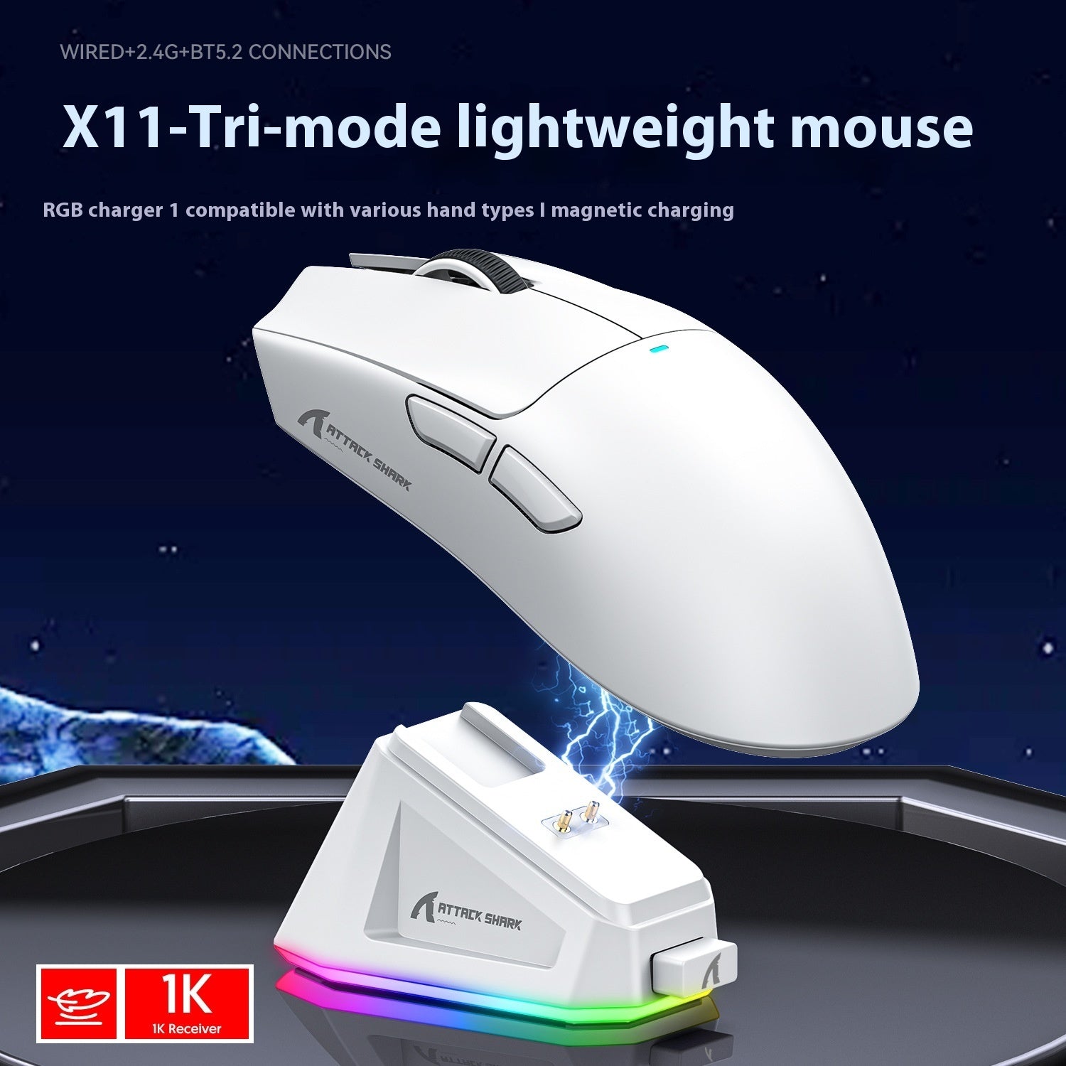 Attack Shark X11 Tri-Mode Lightweight Gaming Mouse
